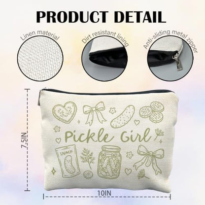 Pickle Lover Gifts Canvas Makeup Bag for Women - color: pickle girl