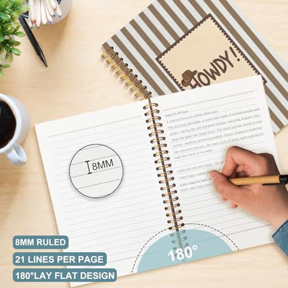 Howdy Western Spiral Notebook 5.5x8.3 - color: White Howdy Western Striped
