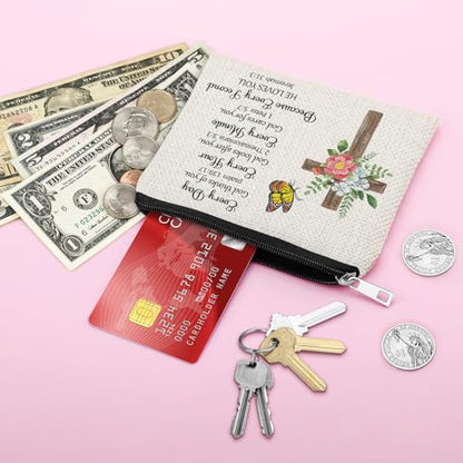 Christian Religious Coin Purse for Women Faith Scripture Gift Inspirational Bible Verse Themed Present for Sister Daughter Her Coin Pouch Friend Teen Christmas Birthday Gift Zipper Change Pouch - color: Religious Gift