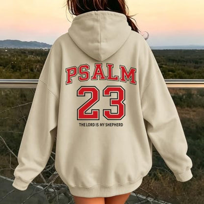 Christian Hoodies for Women Psalm 23 Sweatshirt Jesus Faith Hoodies Religious Bible Verse Graphic Hoodie Pullover - color: Apricot, size: XX-Large