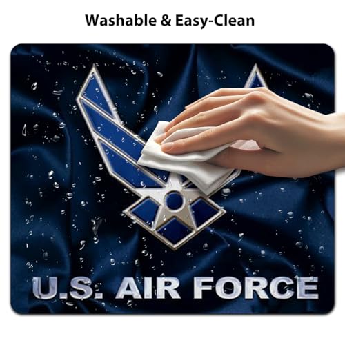 US Air Force Patriotic Military Mouse Pad, Navy Blue Satin Art Desk Mat - color: Navy Blue