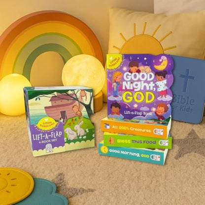 Little Sunbeams Religious Lift-A-Flap 4-Book Set for Babies and Toddlers, Ages 1-5
