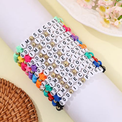 24Pcs Jesus Loves You Bracelets Bulk Handmade Clay Beads Bible Verse Bracelets Christian Friendship Jewelry Christmas Easter Gifts for Women Teen - color: GOD 24-5