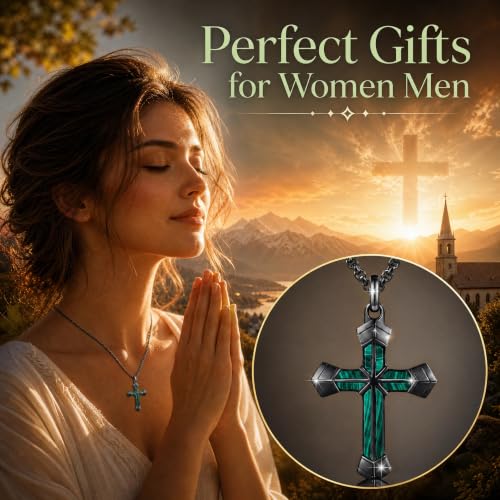 Cross Necklace for Men 925 Sterling Silver Cross Ebony Wooden Ankh Raven Praying Hands Crucifix Amulet Religious Jewelry Gifts for Men Women - color: Cross5