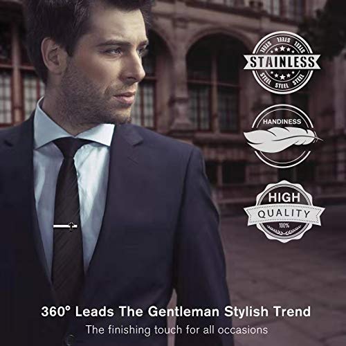 Tie Clips for Men, Mens Tie Clip Silver, Mens Tie Bars, Clip on Tie for Men - color: Silver Tie Clip A