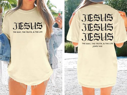 Christian Faith Shirts for Women Jesus Shirt YHWH Inspirational Bible Verse T-Shirt Religious Oversized Graphic Tee - color: Apricot, size: XX-Large
