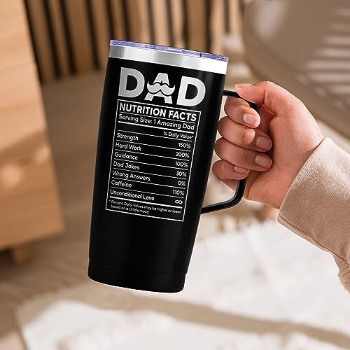 SANDJEST Dad Cup Tumbler with Handle 20oz Dad Nutrition Facts Stainless Steel Travel Coffee Mug Best Dads Gift for Fathers Birthday Christmas Valentines Gift for Men Father Daddy from Daughter Son - color: Dad 3