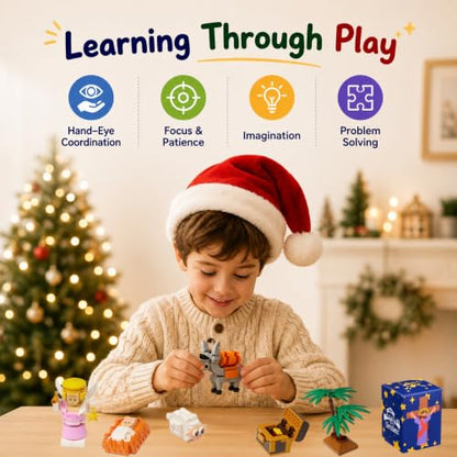 Nativity Advent Calendar 2026 Kids, 24-Day Christmas Building Blocks Set