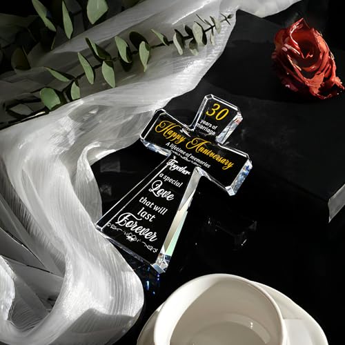 JOASURA 30th Wedding Anniversary Crystal Cross Gifts for Couple - style: 30th