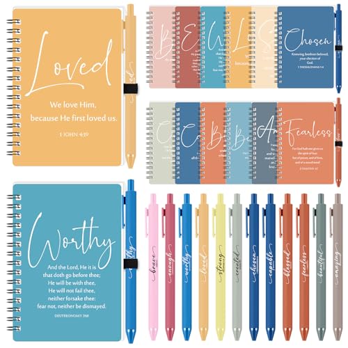 Kosiz 12 Sets Christian Gifts Bulk Prayer Journals Pens, Bright Color - color: Bright Color