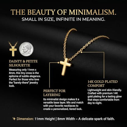 14K Gold Plated Cross Necklace for Women, Christian Jewelry - style: 5-3D