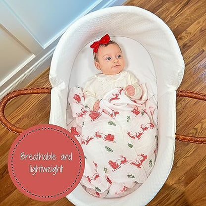 LollyBanks Muslin Swaddle Blanket, 47 x 47 in, Newborn Receiving Blanket - color: And to All a Goodnight
