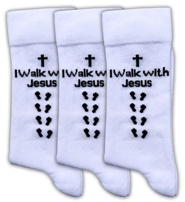 Sierra Socks Men's Combed Cotton Christian Cross Crew Socks - color: 3pr Wht, size: 9-11