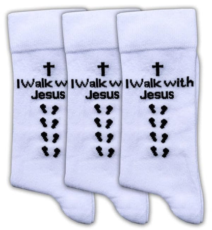 Sierra Socks Men's Combed Cotton Christian Cross Crew Socks - color: 3pr Wht, size: 10-13