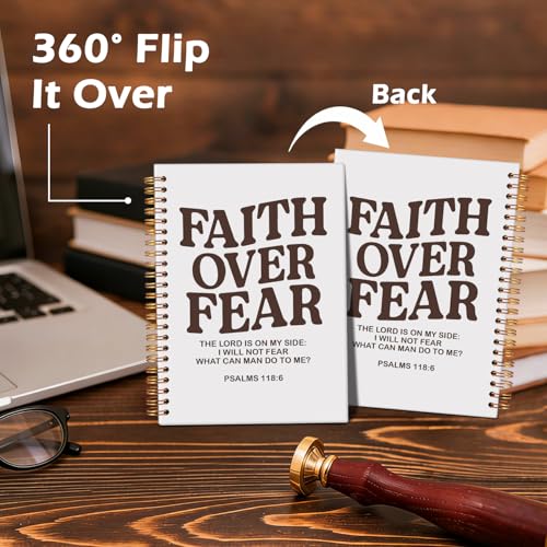 CFFJLHN Faith Over Fear Christian Notebook, Bible Journal, Prayer Journal for Women & Men, Church Notes Journal, Scripture Hardcover Spiral Notebook 5.5x8.3in - color: 16