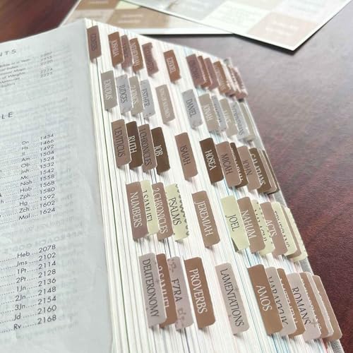 Laminated Bible Tabs, Reposition Large Print Stickers, Easy to Read and Apply Bible Tabs for Women and Man (Coffee Style) - color: Coffee Style