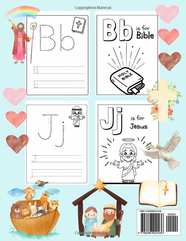 Bible ABC Handwriting & Coloring Workbook for Kids Ages 3–5: Learn Letters with Faith-Based Fun & Christian Coloring Pages (Awesome Activity Adventureland)