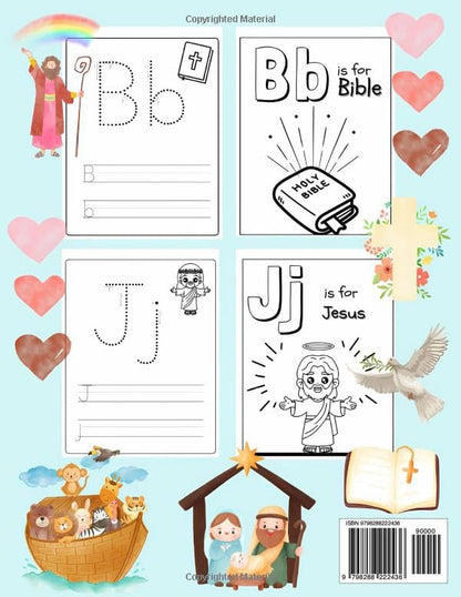 Bible ABC Handwriting & Coloring Workbook for Kids Ages 3–5: Learn Letters with Faith-Based Fun & Christian Coloring Pages (Awesome Activity Adventureland)