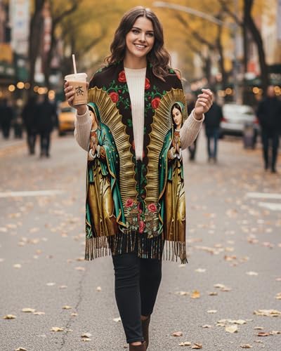 Virgen De Guadalupe Shawls for Women, Virgin Mary Blanket Scarf, Soft Scarf Wrap Prayer Shawl Catholic Gifts - color: Virgen De Guadalupe 260（with Gift Box）