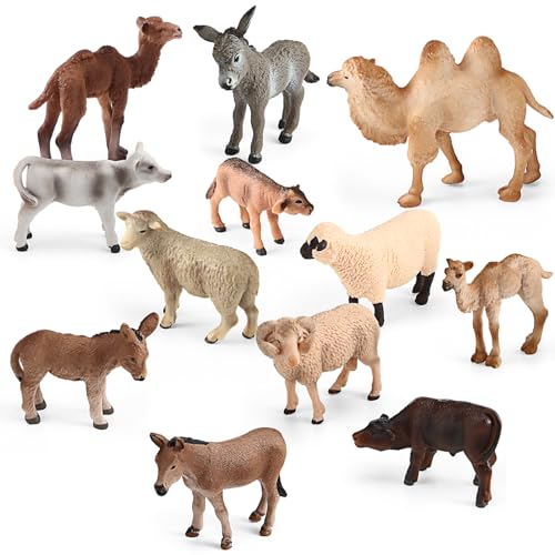 12 Pcs Christmas Nativity Scene Animals Figurines Holy Family Decor
