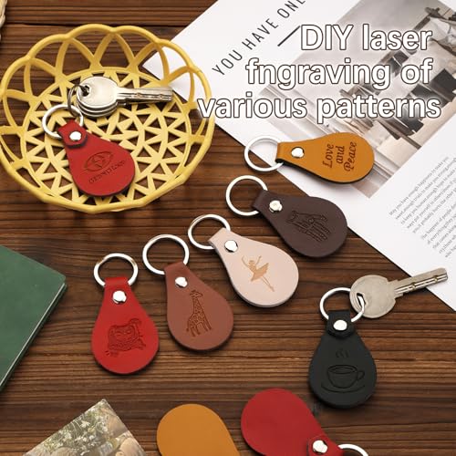 30 Pcs Leather Keychain Blanks, Leather Key Fob Kit Laser Engraving Blanks - color: Brown 2