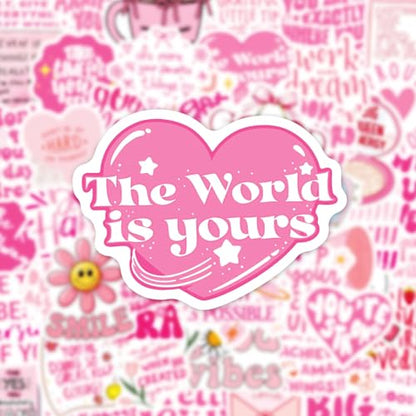 50PCS Pink Positive Affirmation Stickers, Inspirational Qoute Stickers - style: Pink