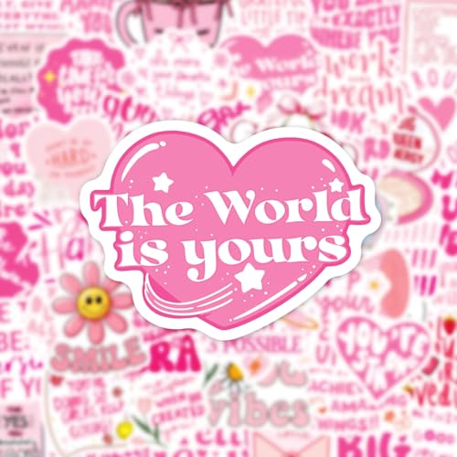 50PCS Pink Positive Affirmation Stickers, Inspirational Qoute Stickers - style: Pink