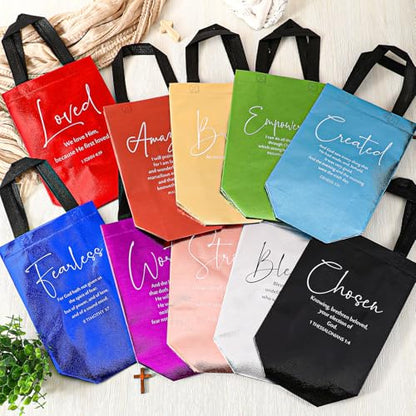 Aliceset 40 Pcs Christian Gift Bags with Bible Verse, Black, Mixcolor - color: Mixcolor