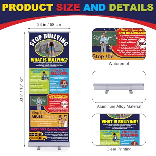 Ceenna 24 x 63 Inch Bullying Prevention Retractable Banner Roll up Banner - style: Bullying Prevention