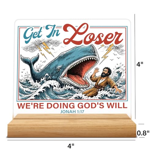 Christian Home Decor, Bible Verse Whale Acrylic Desk Sign - color: M60A12
