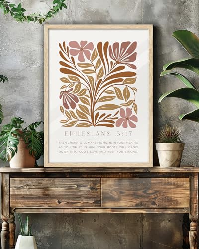 EcoHest 12x16 in Ephesians 3:17 Abstract Floral Framed Christian Wall Art - color: Framed Ephesians, size: 16"L x 12"W