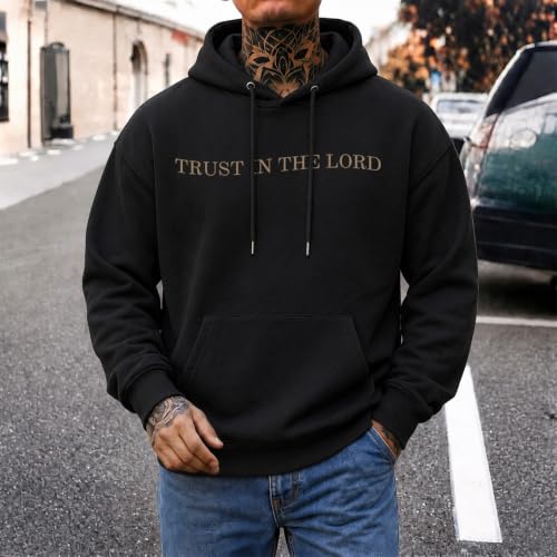 Faith Over Fear Christian Hoodies for Men Inspired Religious Pullover - color: Black, size: Small