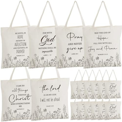 Aliceset Bible Verse Tote Bags, Canvas Floral Church Gift - style: Classic