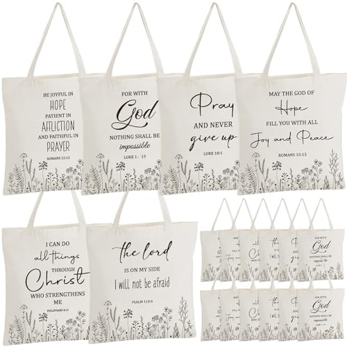 Aliceset Bible Verse Tote Bags, Canvas Floral Church Gift - style: Classic