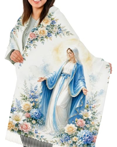 Virgen De Guadalupe Shawls for Women, Virgin Mary Blanket Scarf, Soft Scarf Wrap Prayer Shawl Catholic Gifts - color: Virgen De Guadalupe 2616
