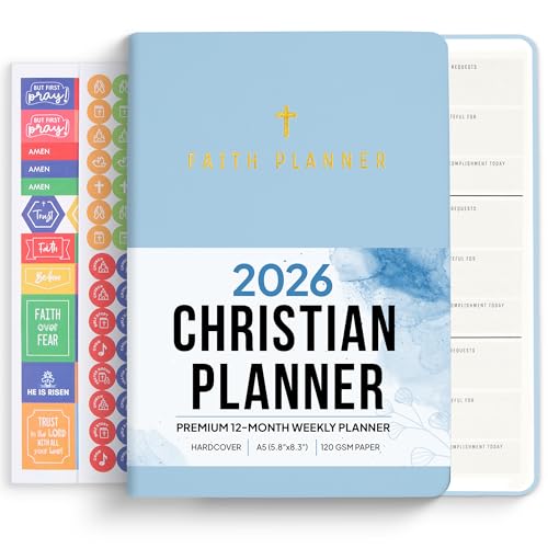 2026 Christian Planner & Prayer Journal | Strengthen Your Relationship with God and Better Navigate His Path for You | Daily Planner w/Bible Verses, Prayer Prompts, & Habit Tracking (Blue) - color: Blue