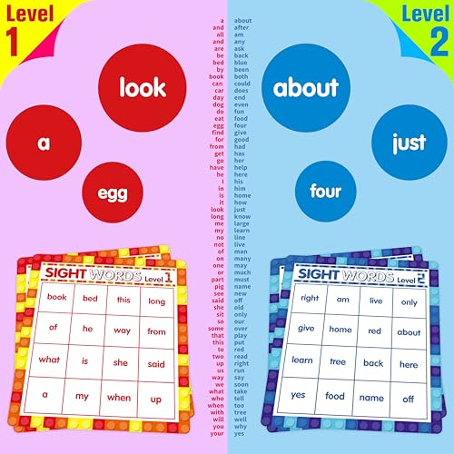 SpriteGru Sight Word Bingo Game, 120 Sight Words Learn to Read Level 1 & Level 2 Bingo Board Game Dolch's & Fry's Words Lists for Kindergarten and Preschool Kids 4-8, Perfect for Classroom & at Home - style: Sight Word Bingo Game Level 1-2