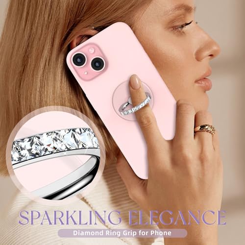 2 Pcs Jsoerpay Clear Phone Ring Holder with Diamond, Silver - color: 2 Silver Diamond
