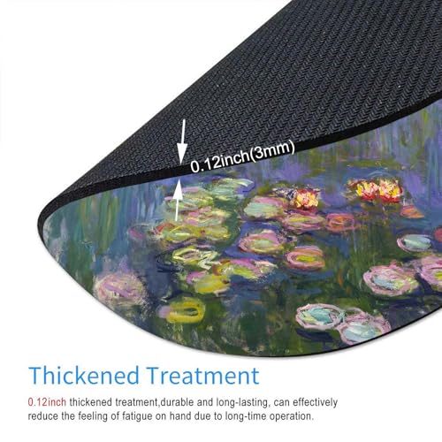 Mouse Pad, Cute Mousepad with Design, Round Water Lilies Claude Monet Mat, Small Non-Slip Rubber Gaming Pads, Office Home Personalized Pad 7.9×7.9×0.12 inches - color: Water Lilies Claude Monet