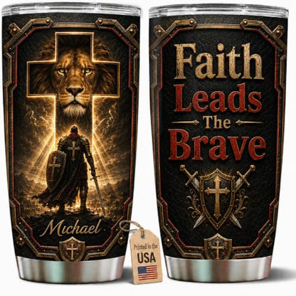 Personalized Christian Gifts For Men - Faith Bible Warrior Christ Tumbler V19 - Man Of Faith A Child Of God Religious For Dad, Husband, Grandpa on Fathers Day, Christmas, Birthday - color: CH-VAR-19