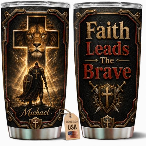 Personalized Christian Gifts For Men - Faith Bible Warrior Christ Tumbler V19 - Man Of Faith A Child Of God Religious For Dad, Husband, Grandpa on Fathers Day, Christmas, Birthday - color: CH-VAR-19