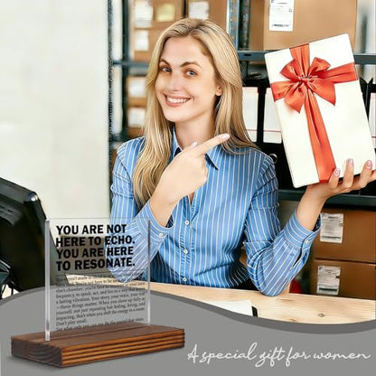 Inspirational Office Desk Sign for Coworker Employee Friend, You Are Here to Resonate Motivational Acrylic Plaque, Positive Mindset Decor Gift for Women Men EC421 - style: Coworker Employee Friend