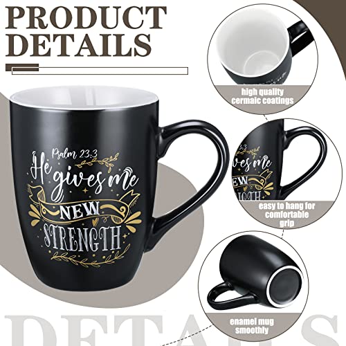 Jinei 4 Pcs Christian Coffee Mugs for Women Men, Bible Verse Gifts 12 oz