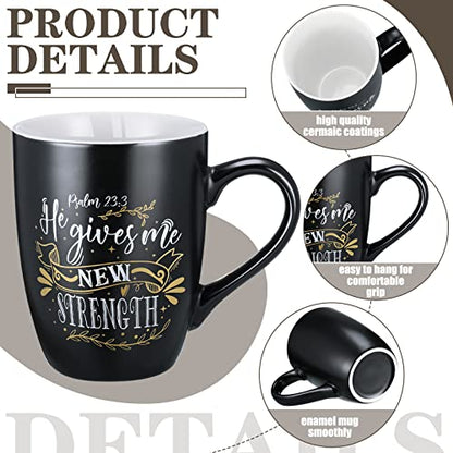 Jinei 4 Pcs Christian Coffee Mugs for Women Men, Bible Verse Gifts 12 oz