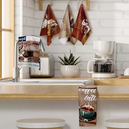 Boyiee 6 Pcs Coffee Kitchen Towels Brown Retro Kitchen Decor - color: Coffee