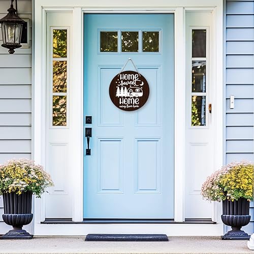 Welcome Sign For Front Door, Home Sweet Home Welcome Sign, House Warming Gifts, Camping Rustic Round Wooden Signs Decor, House Porch Hanging Camper Decor, Welcome Signs Decors -24 - style: Camping Rustic