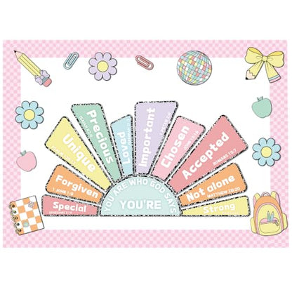Gueevin 52 Pcs Pastel Christian Bulletin Board Decoration Set for Classroom