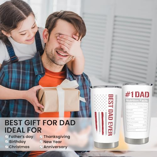 SANDJEST Best Dad Ever 20oz Insulated Tumbler with Lid for Father - Double-wall Insulated Stainless Steel Mug - Coffee Cup for Outdoor Travel Sport Office, Gift for Birthday Father’s Day - color: Dad 7