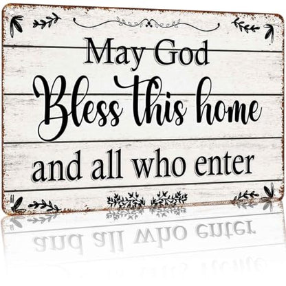 God Bless This Home Blessing Aluminum Metal Sign 8 x 12 Inch