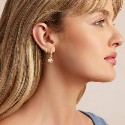DAILY VIBES Cute Butterfly Star Cross Heart CZ Dangle Earrings for Women - color: Gold Sun CZ
